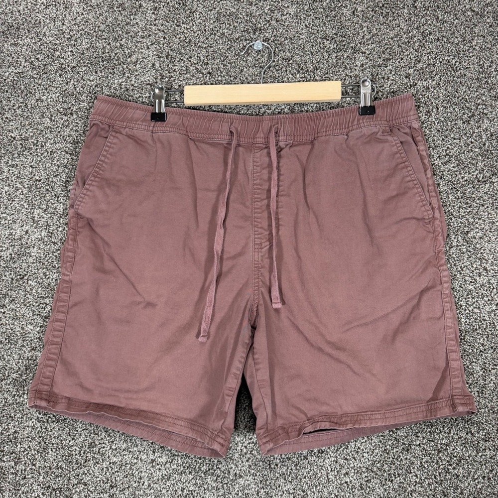Katin Shorts Mens XL/7 Mauve Elastic Waist Chino Cotton Stretch Drawstring